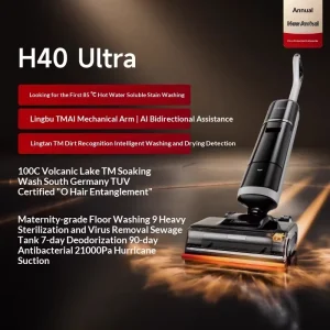 H40 Ultra Household Floor Washer 180° Reclining 300W 60-Minute Runtime Vacuum Cleaner Self-Cleaning