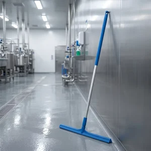 HACCP Color Coded Food Grade Industrial Hygienic Single Bladed Silicone Floor Squeegee with Aluminum Handle