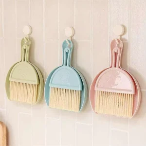 HCD23 Mini Desktop Broom Dustpan Set Sustainable Soft Nylon Bristles Plastic Hand Style for Home Car Bed Hair Keyboard Sweeping