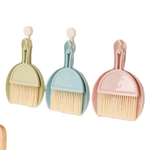 HCD23 Mini Desktop Broom and Dustpan Set with Soft Nylon Bristles for Home, Car, Bed, and Keyboard Cleaning