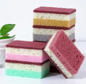 HL Brand Natural Sponge Scouring Pad Kitchen Use Rectangle Roll Shape 40mm Thickness High Water Absorption (250%) Stainless