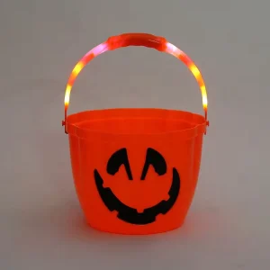 Halloween Decoration Glow Handle Bucket Plastic Halloween Pumpkin Candy Buckets with Light