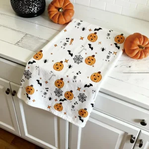 Halloween Kitchen Towel Quick Dry Cleaning Dish Cloths Custom Highly Absorbent Hand Towel Tea Towel With Hanging Loop