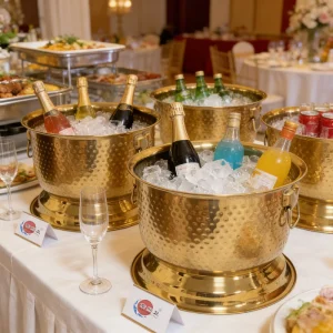 Hammered Drink Cooler Stainless Steel Beverage Tub Champagne Bucket for Weddings Family Business Party Large Ice Bucket