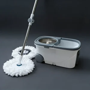 Hand-Press Rotating Mop and Bucket Set with Wheels