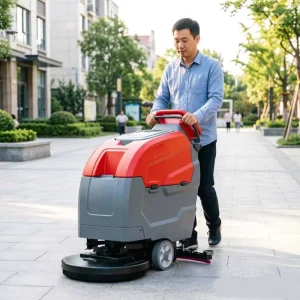 Hand-Push Electric Floor Scrubber Dryer with 170kg Capacity and 24V Battery for Hotel Floor Cleaning
