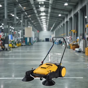 Hand-Push Walk-Behind Manual Floor Sweeper and Road Cleaner with Filter and Brush