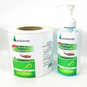 Hand Sanitizer Bottle Stickers Vinyl Matte Surface Finish Waterproof Printing Labels in Roll for Personal Care