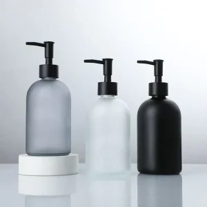Hand Sanitizer Shampoo Body Wash Matte Frost Black Glass Round Cleaner Bottle With Pump Press Sprayer 350ML 500ML 250ML