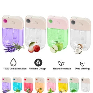 Hand Sanitizing 10ml 30ml 45ml Custom Square Spray Bottle Logo Silicone Keychain Credit Card Type Pocket Cute Mini White