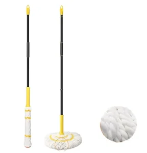 Handfree Self Wringing Ultra Fine Fiber Absorbent Mop Durable Reusable Retractable Design for Home Floor Cleaning