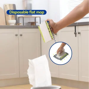 Handheld Clamping Wipe Holder with PP+ABS Mop Head and Plastic Pole for Indoor Dust Removal