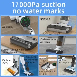 Handheld Cordless Vacuum Cleaner with HEPA Filter and Electric Spin Scrubber Brush