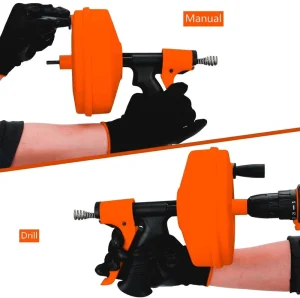 Handheld Pipe Cleaner Tool Toilet Drain Auger with Drill 25 ft