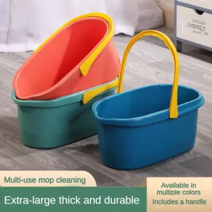 Handheld Rectangular Mop Bucket Thickened Plastic Home Cleaning Pail for Flat Mops