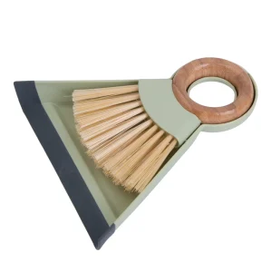 Handheld Round Bamboo Handle Broom and Dustpan Set for Keyboard and Desktop