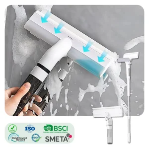 Handheld Window Cleaner Squeegee with Optional Long Handle Dirty Water Collect Window Squeegee Silicone Extended Pole
