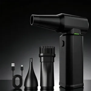 Handheld Wireless Mini Electric Air Blower Gun 130000RPM Compressed Air Duster with Multiple Nozzles for Car