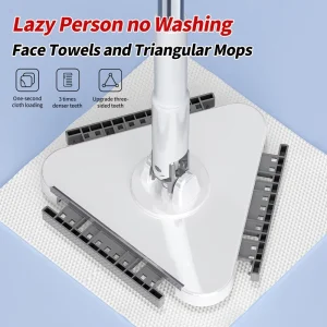 Hands Free Flat Mop with Aluminum Pole Long Handle One Click Multi Purpose Snap Grip Includes 20 Dry Pads (White)