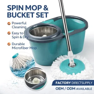 Hands-Free Spin Mop with Bucket Set, Microfiber, Wet and Dry Use