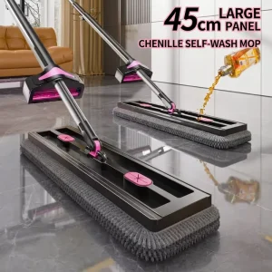 Hands-Free Spray Mop Telescopic Steel Handle Super Absorbent Chenille Mop Head High Dehydration Rate Durable Flat Mop Bucket