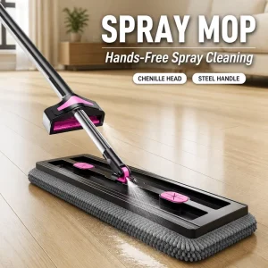 Hands-Free Spray Mop with Telescopic Steel Handle and Chenille Head