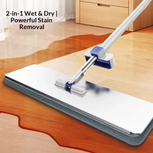 Hands Free Telescopic Flat Mop for Wood and Tile Floors Efficient Cleaning Tool
