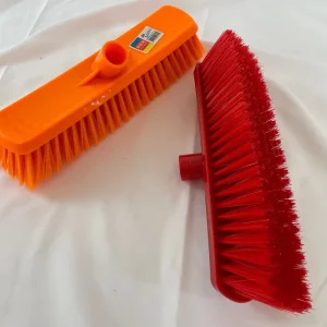 Hard-Bristle Floor and Toilet Brush with Plastic Handle and Removable Head