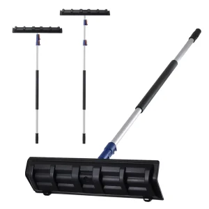 Hard Strong Snow Shovel Rake Plastic Snow Removal Tool with Telescopic Aluminum Pole for Cleaning Ceiling Roof Floor Heavy Snow
