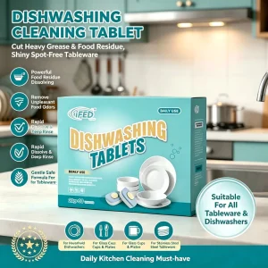 Hard Water Adaptable Dishwashing Tablets for Limescale Prevention in All Types of Dishwashers