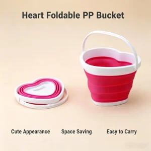 Heart Shape PP Collapsible Folding Bucket 3L Multi use Eco Friendly Pail Home Storage Outdoor Support OEM ODM Custom Design Bulk