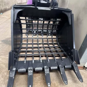 Heavy Duty 0.5m³ 2.5m³ Capacity 100x100mm Standard Grid Excavator Skeleton Screening Bucket for Construction Quarry Separation