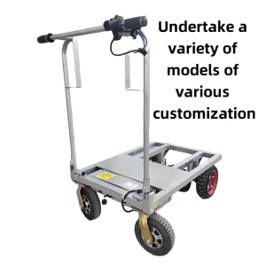 Heavy Duty 800kg Warehouse Transport Trolley 4 Wheel Drive Platform Trolley Cart Battery Operated Electric Cart