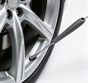 Heavy-Duty Auto Wheel Scrub Brush with Long Nonslip Grip and Safe Bristles for Cars, Motorcycles, and Trucks