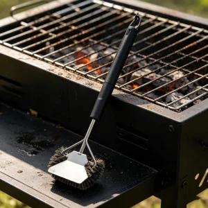 Heavy Duty Barbecue Grill Brush Built in Scraper Efficiently Clear Carbon Buildup Burnt Grease Outdoor Cooking Grill Accessory