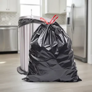 Heavy Duty Biodegradable PE Drawstring Garbage Bags for Kitchen and Home Use