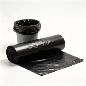 Heavy-Duty Black Disposable Drawstring Trash Bags Leak-Proof Bin Liners for Industrial Outdoor Household Waste