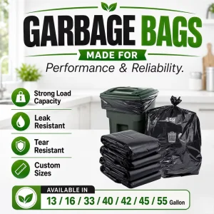 Heavy Duty Black LDPE HDPE Industrial Trash Bin Liners with Side Gusset Recyclable 900×1200
