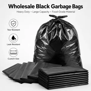 Heavy Duty Black Leak-Proof Garbage Bags for Industrial, Commercial, and Household Waste