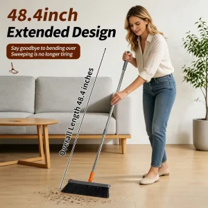 Heavy Duty Broom 40cmLong Handle Outdoor Large Angle Brooms for Home Garage Kitchen Office Courtyard Lobby Patio Lawn Concrete