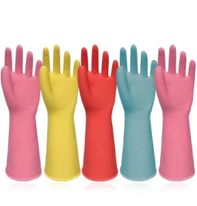 Heavy Duty Colorful Household Dishwashing Gloves with Non-Slip Grip