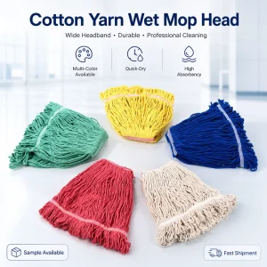 Heavy Duty Commercial Wet Mop Refill High Absorbency Cotton Yarn Mop Head for Commercial Building Cleaning Service