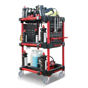 Heavy Duty Dirt Resistant Car Wash Brush Kit Rolling Storage Tool Box Trolley Cart for Car Repair