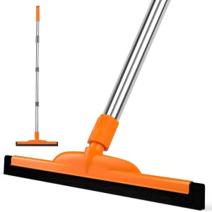 Heavy Duty Eco-Friendly Floor Squeegee with Long Handle Foam Head Water Wiper for Garage Shower Tile & Concrete for Cleaning