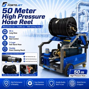 Heavy Duty Electric Hydro Jetter 150Bar 50L min 11kW Pipe Cleaner Sewer Jetter for 50 600mm Drain Contractor