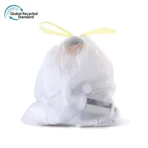 Heavy Duty GRS Plastic Recyclable Yellow Drawstring Sustainable Household Bin Liner Garbage Bags with Tie