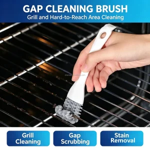 Heavy Duty Heat Resistant Kitchen Grill Cleaning Brush with Stainless Steel Head and Nylon Bristles Handheld Plastic Handle