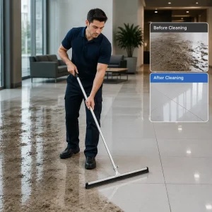 Heavy Duty Industrial 18/24 Inch Double EVA Foam Blade Water Wiper Floor Squeegee with Stainless Steel Handle for Cleaning