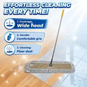 Heavy-Duty Industrial Cotton Dust Mop for Hardwood and Tile Floors