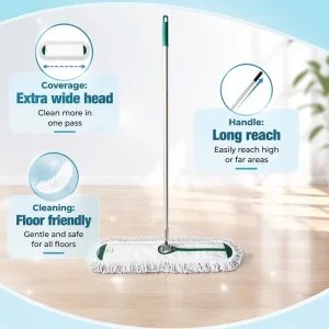 Heavy Duty Long Reach Extra Wide Cotton Dust Mop for Janitorial School Supermarket Facility Maintenance